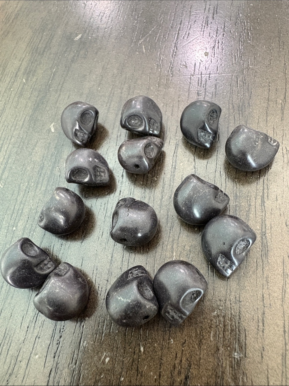 Black Stone Skull Beads - Lot of 14